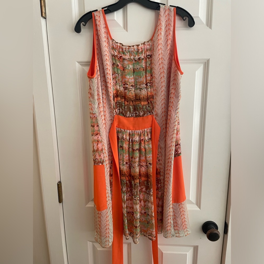 Orange Pattern Spring Dress - Picture 3 of 5